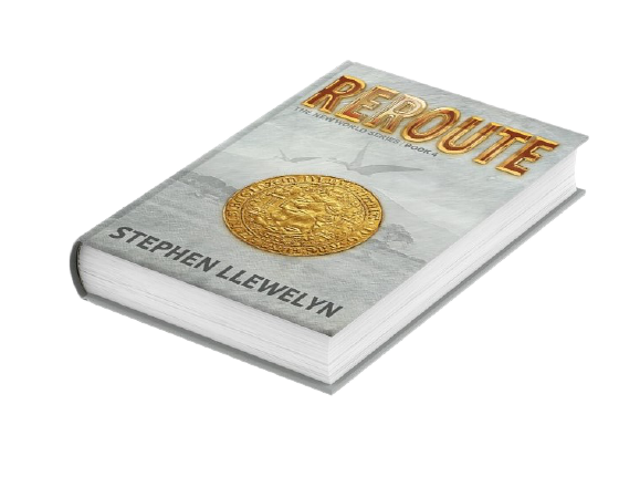 REROUTE by Stephen Llewelyn book cover in hardback format