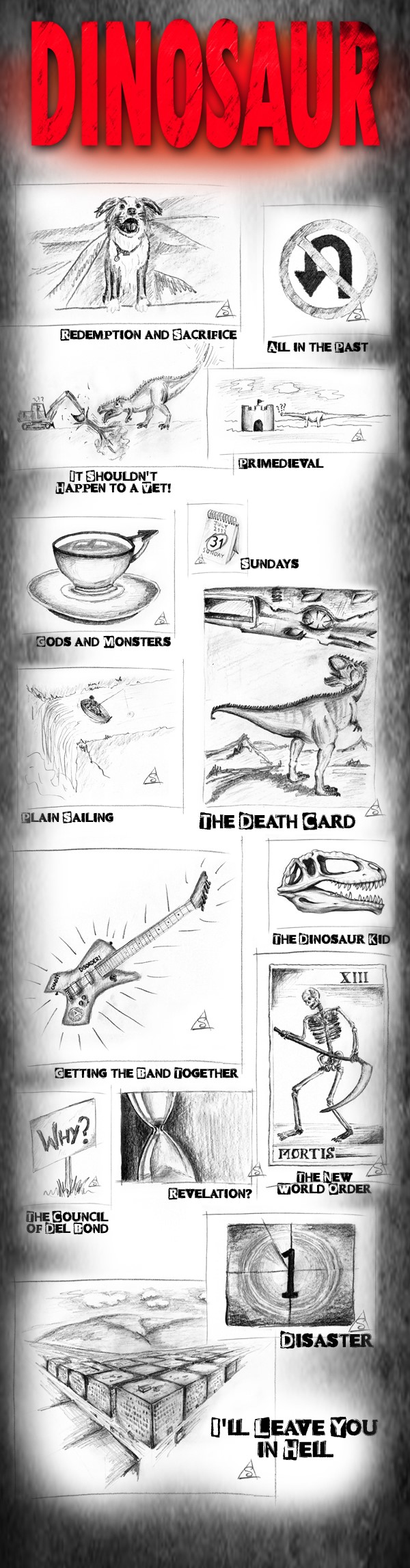 Author's sketches of chapter titles from DINOSAUR - Book 1 in the New World Series © Stephen Llewelyn