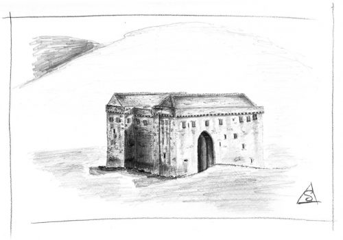 Sketch of a castle by the author © Stephen Llewelyn